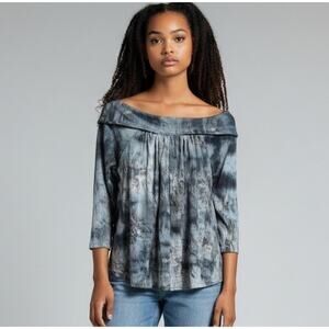UMGEE TIE DYE Ribbed OFF THE SHOULDER / ONE SHOULDER LONG SLEEVE TOP Size MEDIUM